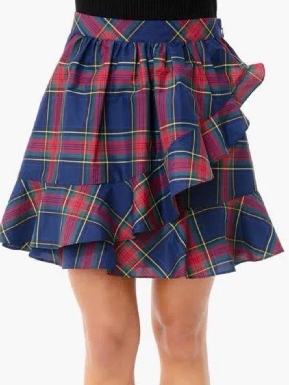 NWT Vineyard Vines Jolly Plaid Party Skirt Size 0 Taffeta Ruffle Tartan Academia